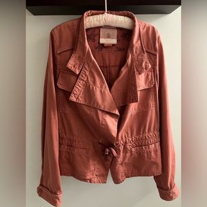 Orange/Salmon drawstring coat jacket HEI brand from Anthropologie Women’s Large